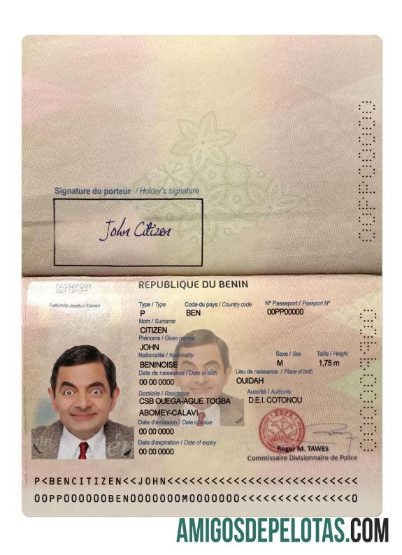 Passaporte do Benin 2022 presente baixar para verificação